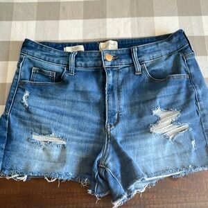 Universal Thread high rise midi jean distressed shorts
